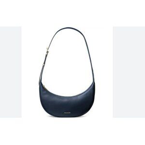 MICHAEL KORS Avra leather crescent sling shoulder bag- Navy